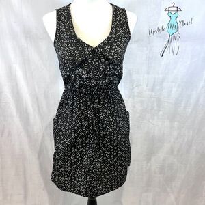 Black and white lucky horseshoe print dress with pockets size small